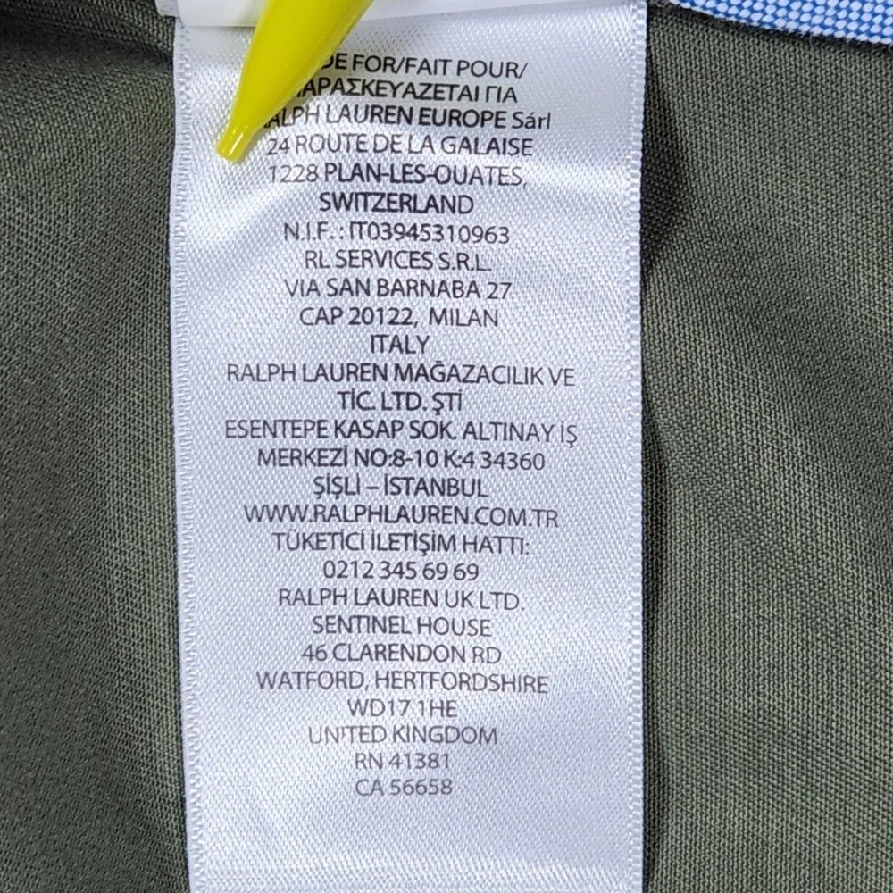 Polo Ralph Lauren Men's Stretch Chino Straight Fit‎ Pants Olive Green 32x34 New